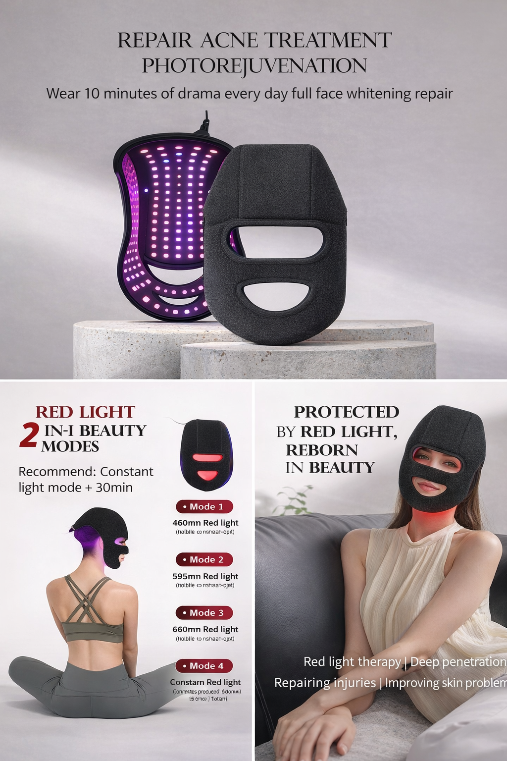 iCleanFace™ Facial + Scalp Led Mask